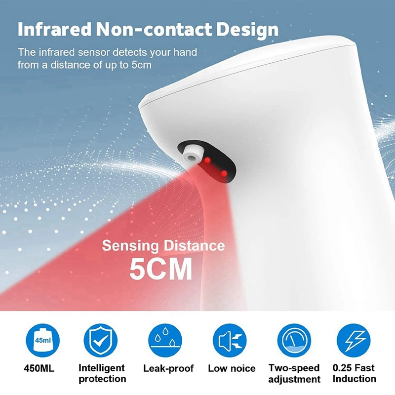 

Интеллектуальный инфракрасный дезинфицирующий диспенсер 450 мл, 2 бесконтактных распылителя с регулируемым объемом распыления