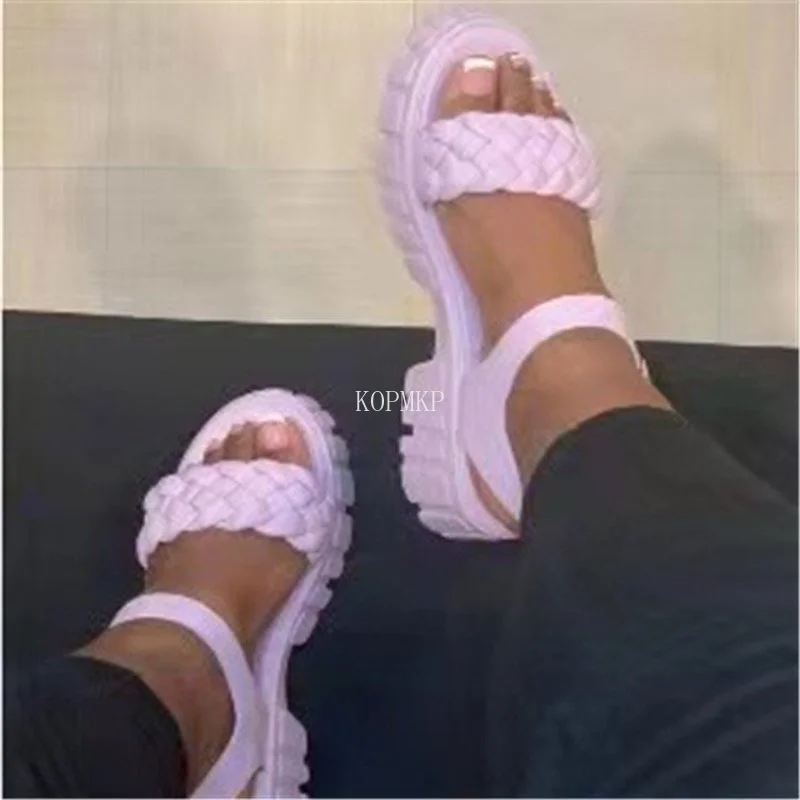 

2022 Summer Platform Shoes Wedges Women Sandals Peep Toe Weave Fashion High Heels Female Shoes Sandals for Women Size 35-43