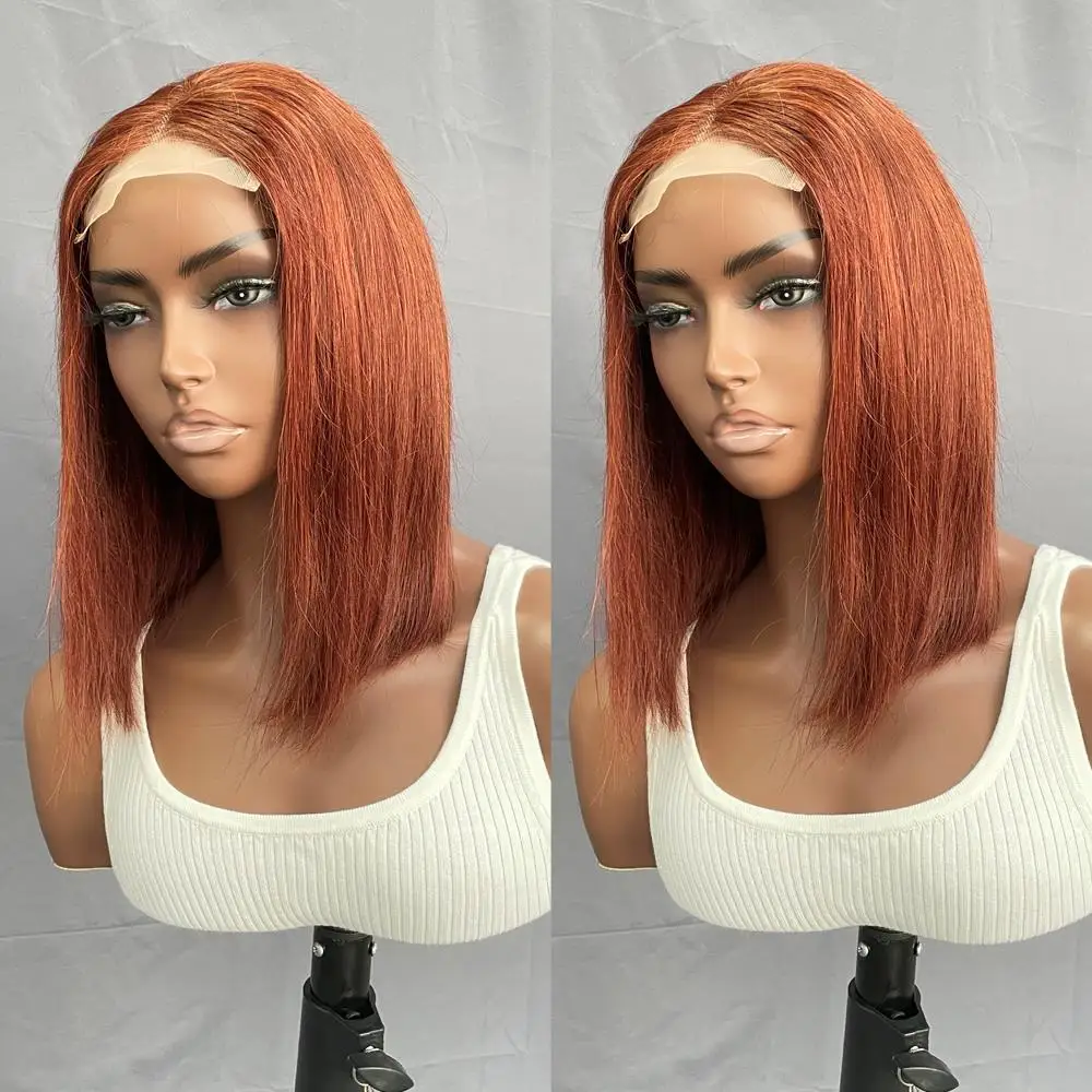 Factory Sale Colored Wig Bob 13x4 Lace Front Human Hair Wigs Brazilian Short Blunt Cut Women PrePlucked Economic Colorful
