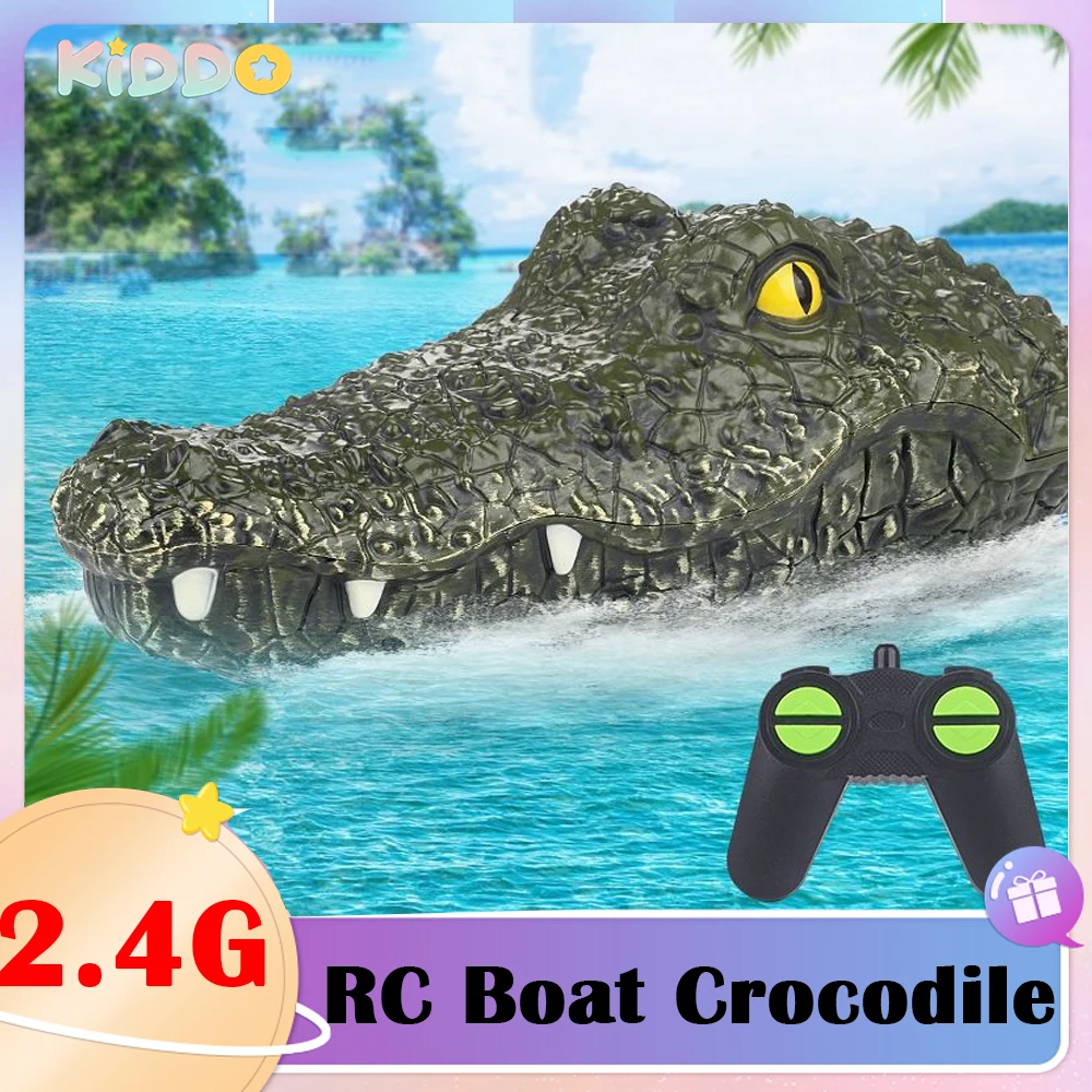 

2.4G RC Boat Simulation Crocodile Head Remote Control Joke Alligator Decoy Electric Toys Summer Water Spoof Toys for Kid Aldult