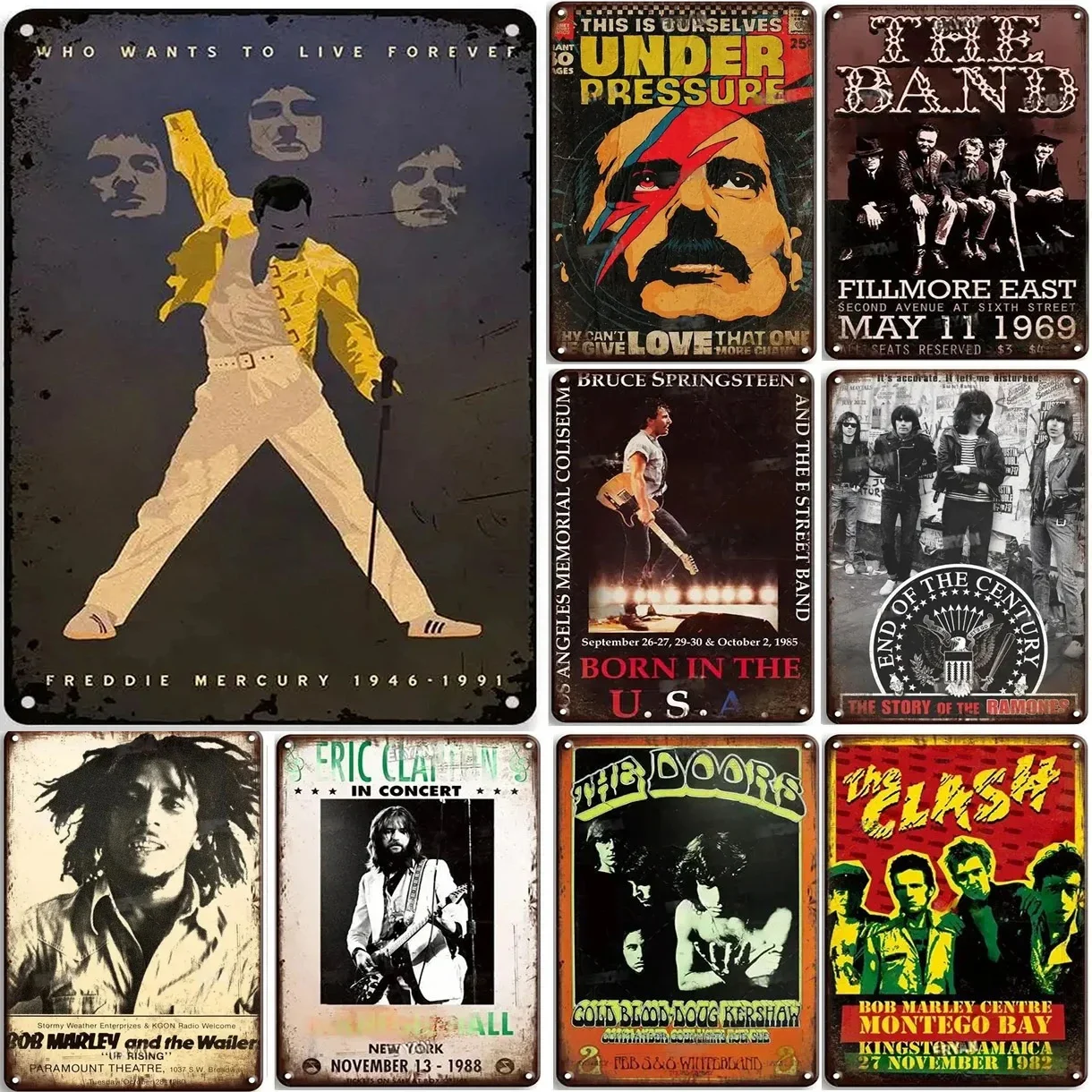 1 шт. музыкальная группа алюминиевая табличка рок украшение стены винтажные