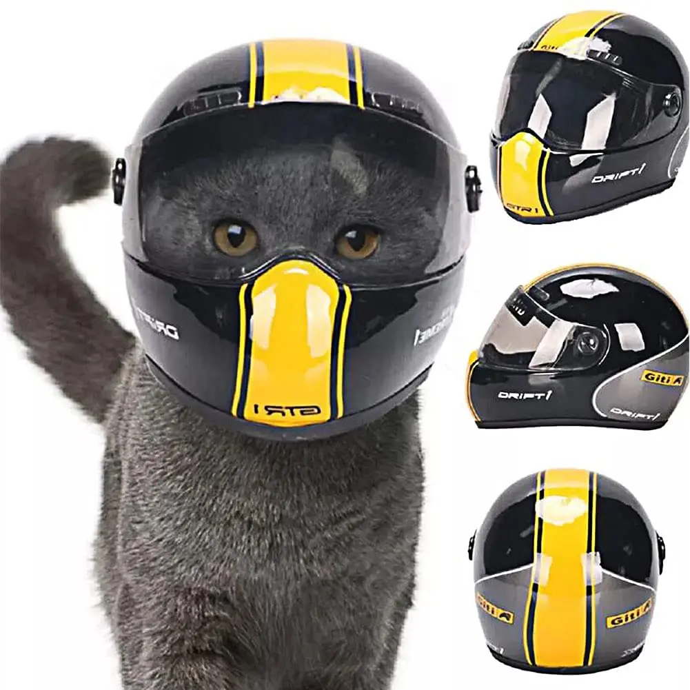 ATUBAN Handsome Pet Helmet,Cute Cat Dog Cap Outdoor Anti-Collision Mini Motorcycle Helmet Cat Dog Styling Photo Props Pet Hat