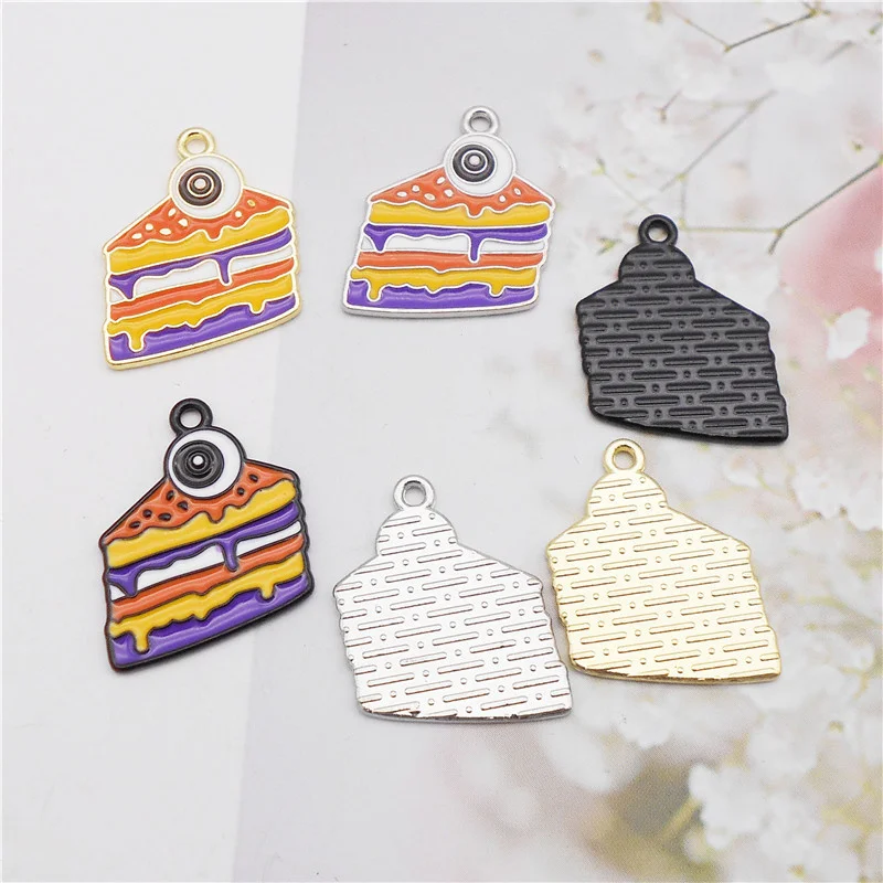 

12PCS Enamel Halloween Devil Eye Cake Charms Alloy Sandwich Pendant Jewelry Necklace Earrings Metal Bracelet Handmade Accessory