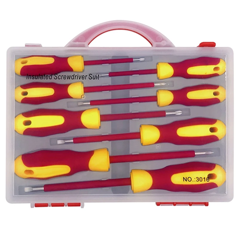 

8-In-1 Electrician Insulated Screwdriver Set With Magnetic Bit Head High Voltage Resistant Cross Flat For Household Tool