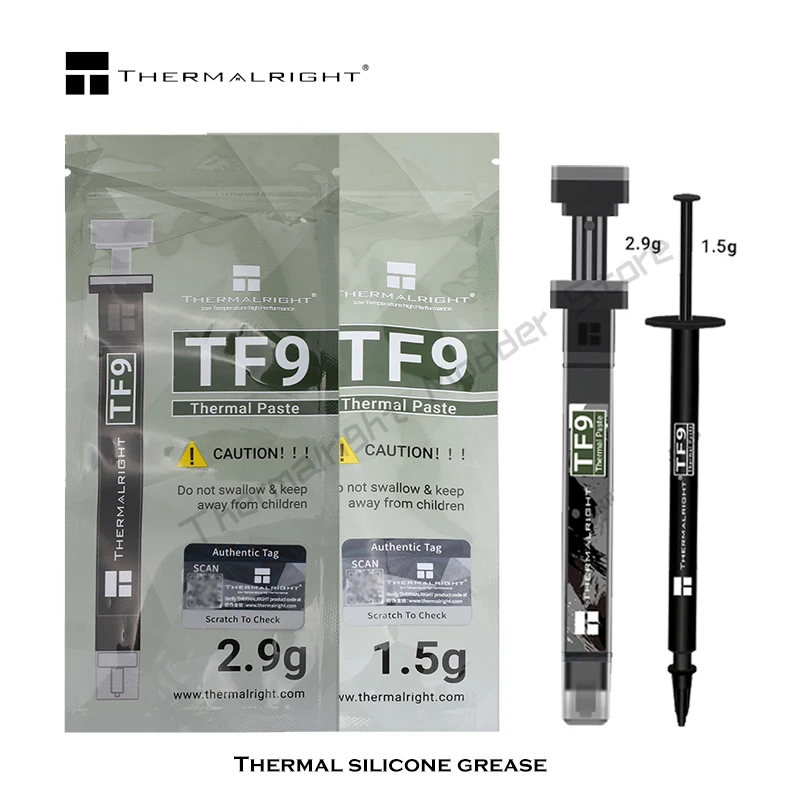 

Тепловая правая лампа TF9 Тепловая паста, смазка 1,5g/2,9g 14 Вт/м-k теплопроводность со скребком легко красить Непроводящий материал