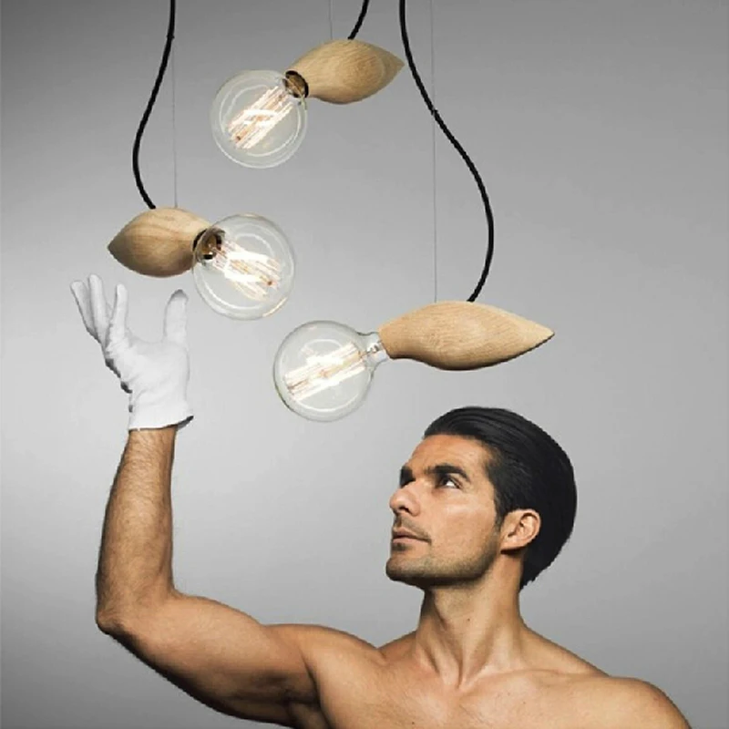 Современный деревянный подвесной светильник в виде пчелы лампа E27 форме птицы