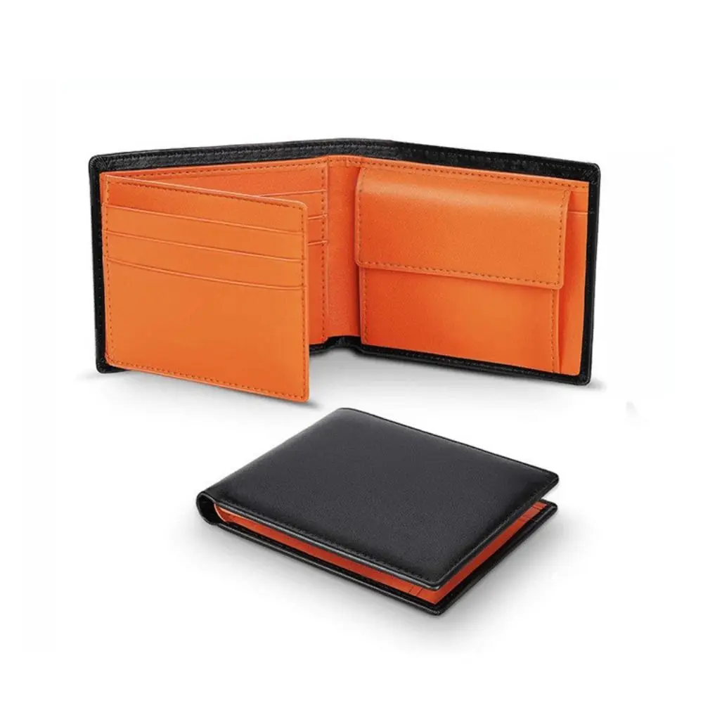 

Soft Genuine Leather Wallets Contrast Color RFID Blocking Real Money Clip Loose-leaf Muti-Functional Card Bag Holders Mens