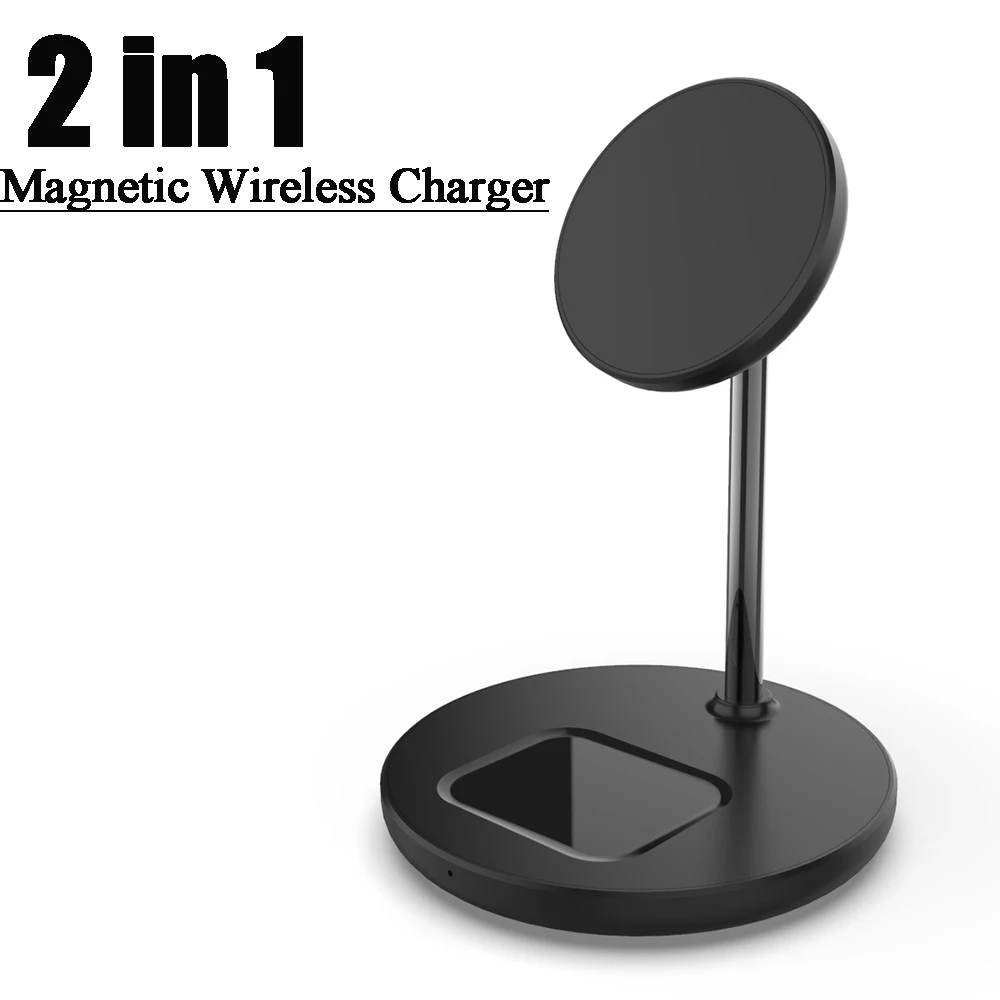 

15W Qi Magnetic Wireless Charger Stand 2 in 1 Macsafe For iPhone 14 Pro Max 13 12 Pro For AirPods Fast Charging Station Dock