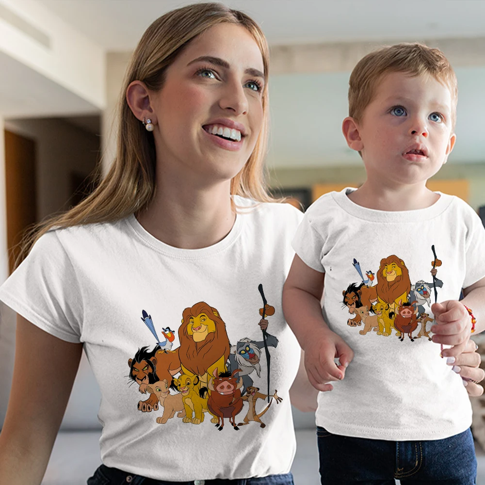 

Disney Lion King Family Party Outfits Matching T-Shirt Casual 2022 New Clothes Mom and Daughter Equal Father Kids 3 To 12 Years