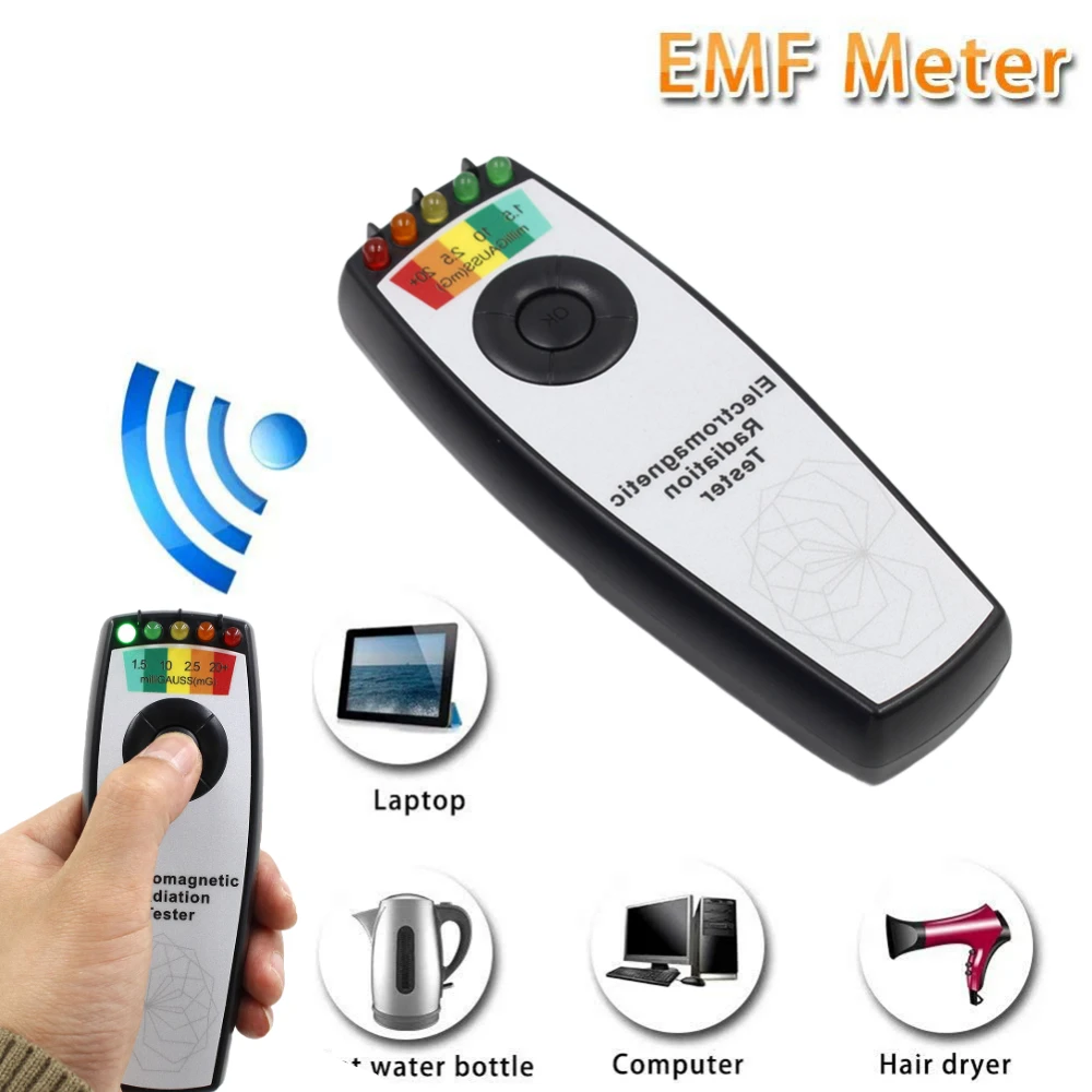 

5 LED Electromagnetic Field Radiation EMF Meter Magnetic Field Detector Ghost Hunting Portable Handheld Gauss Detector
