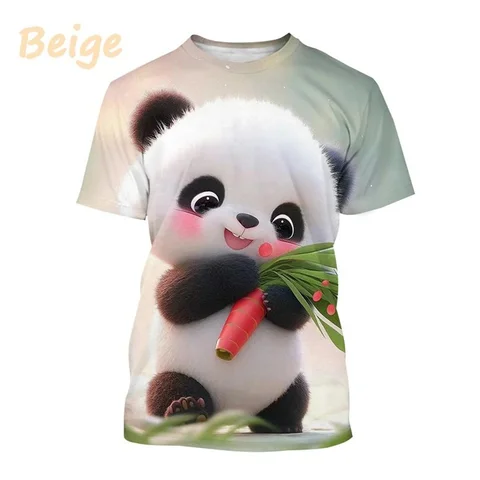 Новая футболка с 3D принтом панды, футболка с рисунком животных для мужчин и женщин, модная футболка с круглым вырезом и короткими рукавами