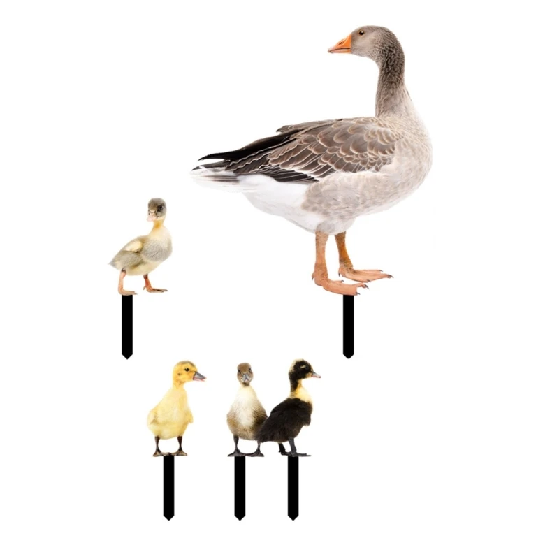 

5pcs Acrylic Duck Poultry Decoration Courtyard Garden Stakes Outdoor Yard Sign