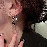 fashion geometric heart star stud earrings set for women girls charm tassel chain cherry earrings female aesthetic jewelry set