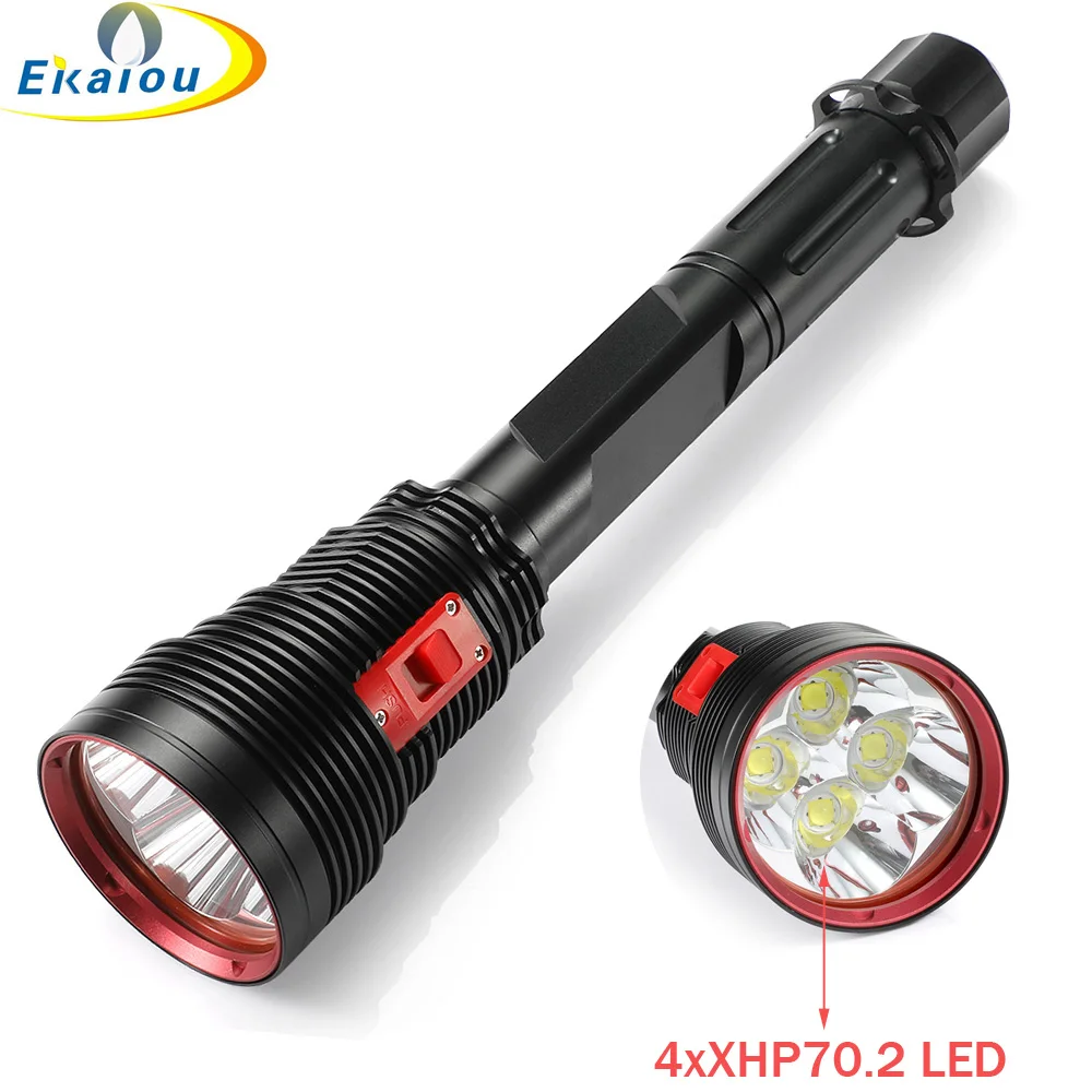 Новинка, мощный фонарик для дайвинга 4 x XHP70.2, яркий фонарик для подводного погружения, водонепроницаемый тактический погружной фонарь 200 м