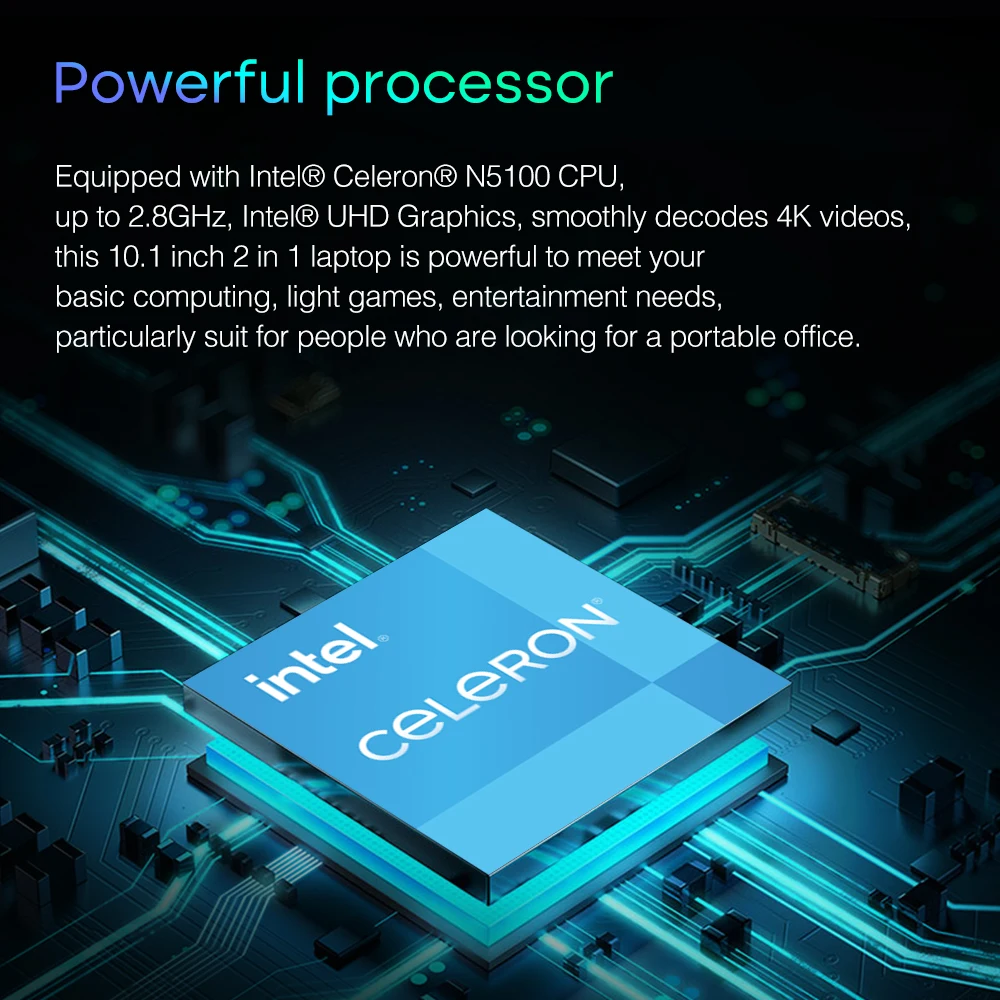 Dere D10 Touch Screen Laptop 10.1&quot 2-in-1 FHD IPS 8GB RAM 256GB SSD Intel Celeron N5100 Portable Computer Windows 11 Notebook |