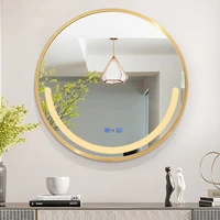 metal round design bathroom mirror light makeup gold modern smart bathroom mirror fogless custom espejo pared bathroom fixtures