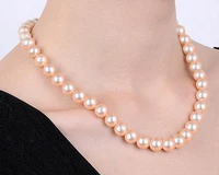 charming 8 9mm natural south sea genuine pink round pearl necklace for women free shipping jewely