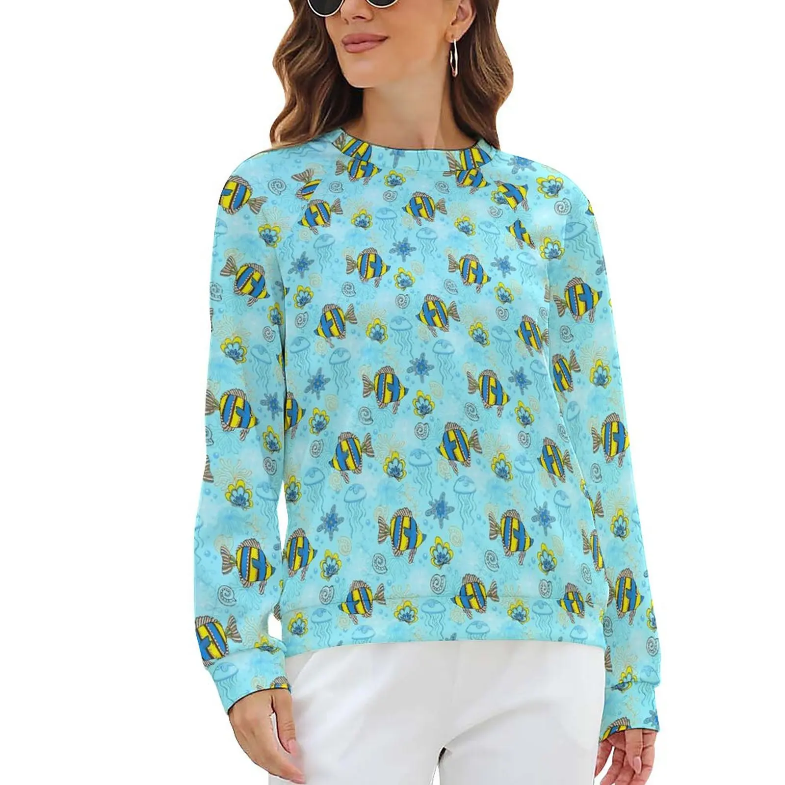 

Tropical Marine Life Casual Hoodies Winter Reef Fish Print Cute Hoodie Long Sleeve Oversize Harajuku Design Sweatshirts