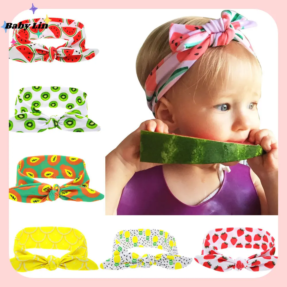 

Newborn Headwear Baby Girl Headband Infant Hair Accessory Fruit Bows Rabbit Ear Soft Gift Toddlers Bandage Ribbon Children Kids