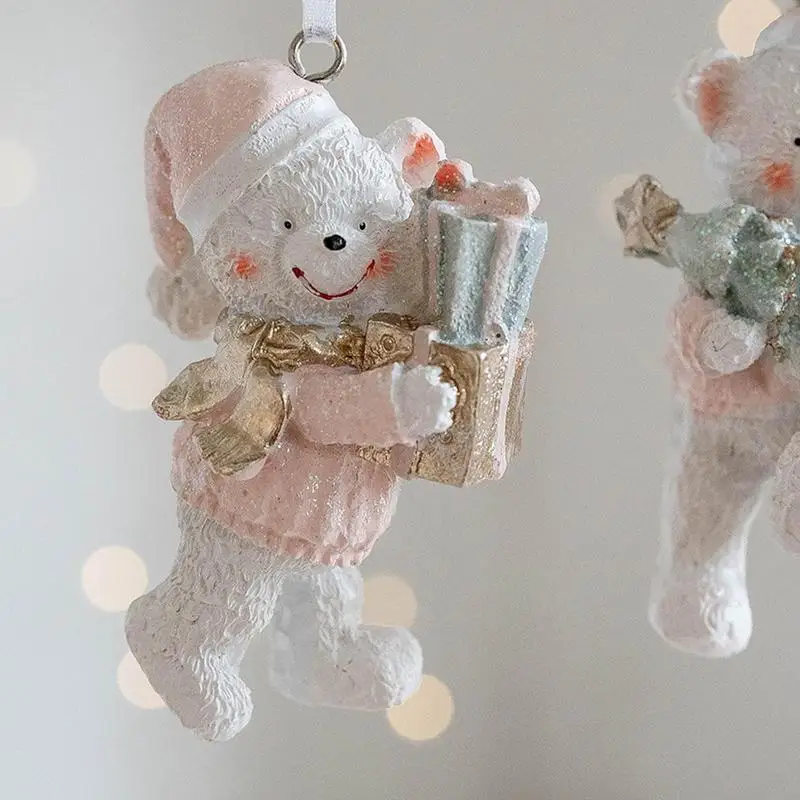 Рождественские украшения с медведем для елки 2X мультяшный медведь из смолы