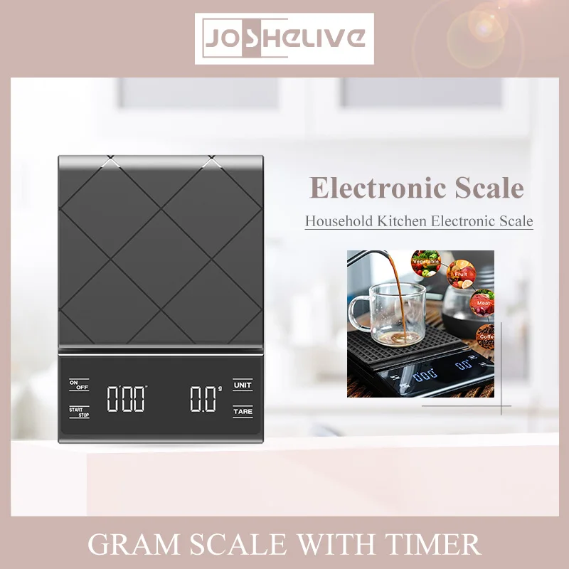 

1pc Electronic Coffee Scale Timer High Accuracy Digital Scale Timer Weight Balance 3kg/0.1g Kitchen Accessories Measuring Tools