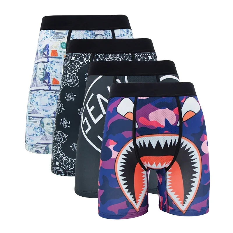 4 шт. мужские трусы-боксеры с принтом