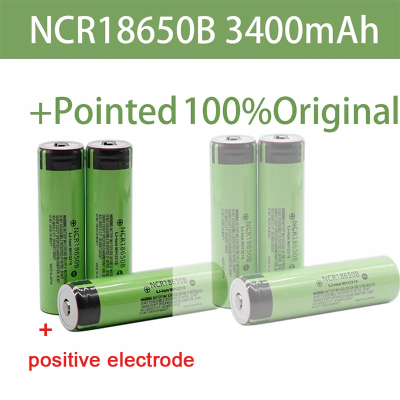 

100% New Original NCR18650B 3.7v 3400mAh 18650 rechargeable lithium battery +Pointed ，for flashlight batteries