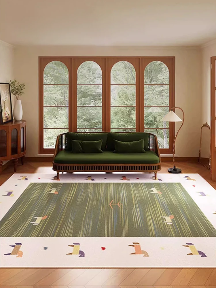 Художественный клетчатый ковер в стиле ретро удобный простой уходе прикроватный