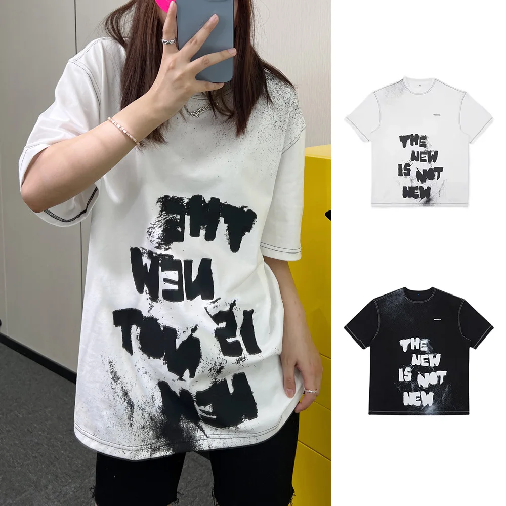 

Fashion Classic Trendy Luxury Designer Short Sleeve Contrast Stitching Design Loose Men Women Speckle Graffiti Letter T-shirt