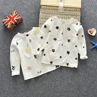 Floral Cotton T-shirt Spring Autumn Baby Girls Children Baby Long Sleeve Casual Blouse Tops White Kids Summer Clothes Tee Shirt