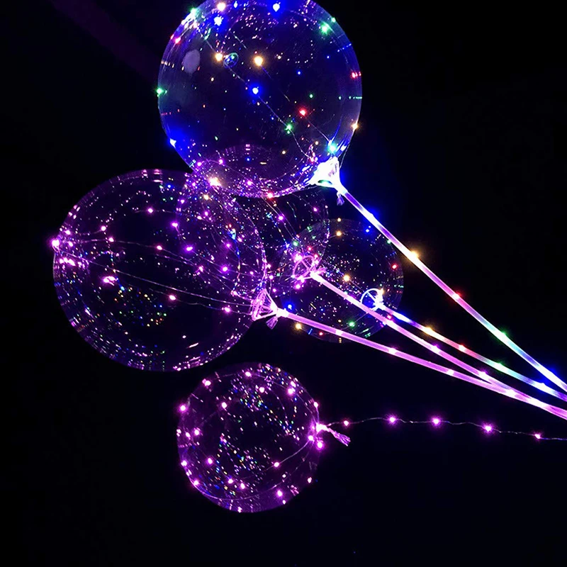 10pcs/lot Handle Led Balloon Transparent Wedding Bobo Balloons Birthday Party Decorations Kids Christmas Toys Light Ballon LED - купить по