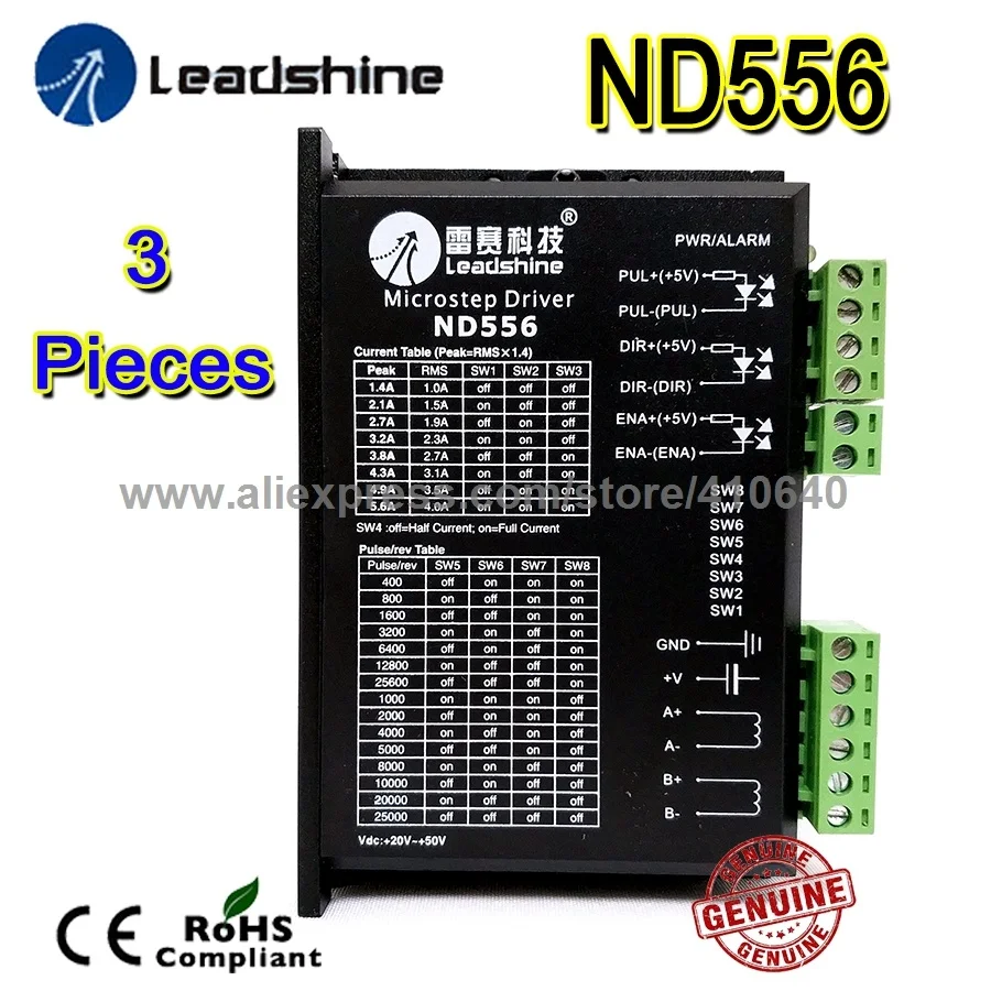 

3 Pieces Free shipping Leadshine Stepper motor Drive ND556 Max current 5.6 A for NEMA23 Stepper motor