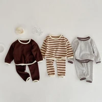 lzh 2022 baby girl clothes spring autumn new casual kids tracksuit for children fashion stripe long sleeve baby boy clothes sets