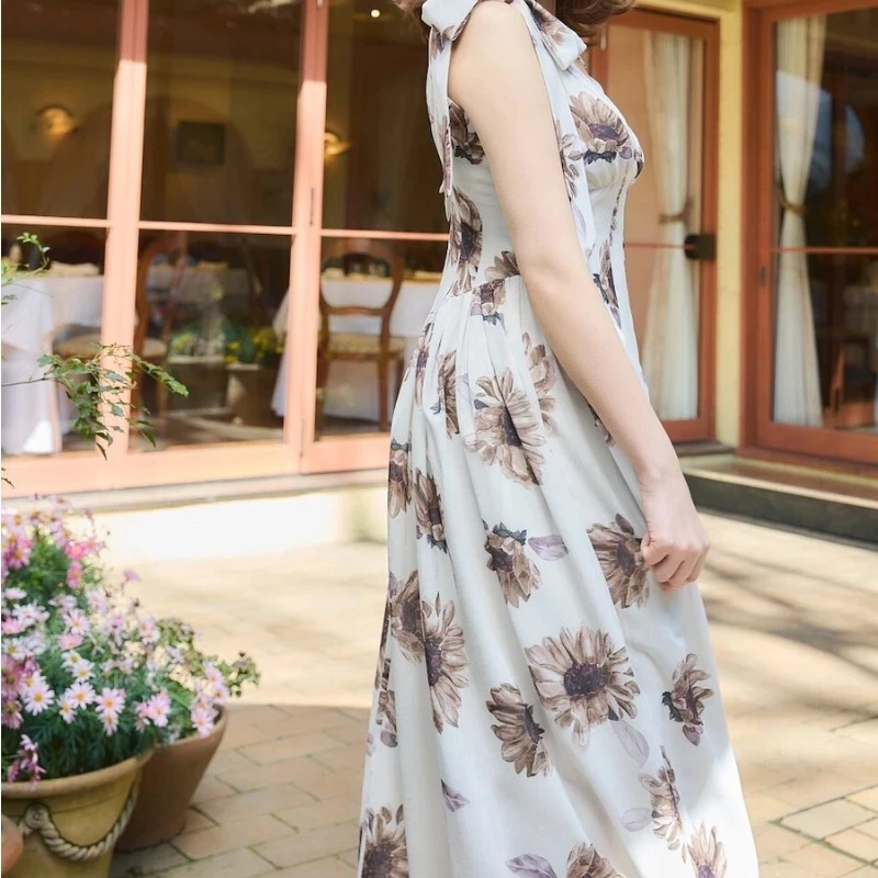 Шикарные платья Komiyama на завязках с цветочным принтом летние женские высокой