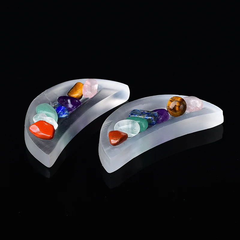 Натуральный селенит семь чакр кварц исцеляющая Хрустальная пластина резьба