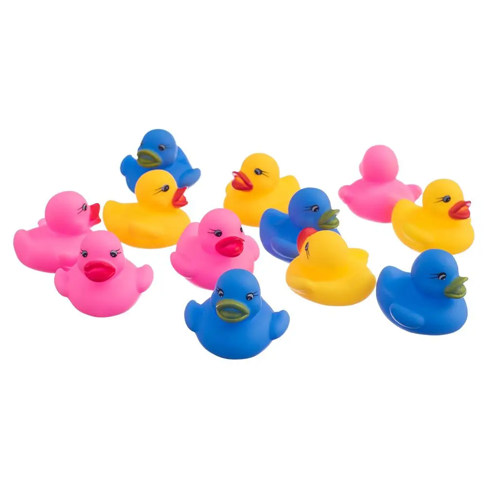 12 Pcs Swimming Rubber Squeeze Squeak Ducks Baby Kids Children Bath Toys
