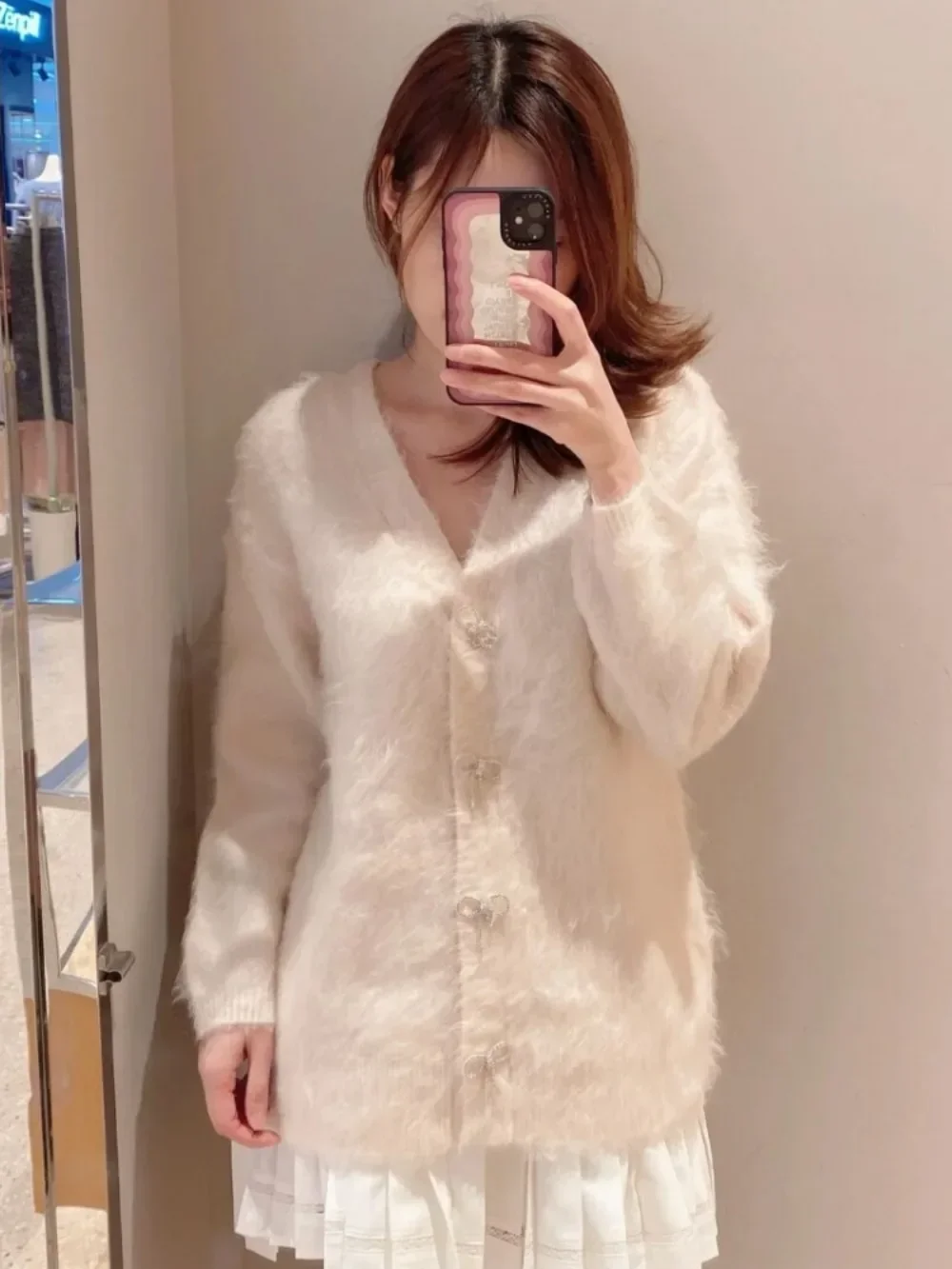 Soft Knit Cardigan Sweaters Diamonds Bow Single Breasted V-neck Long Sleeve Top Autumn Winter Jaoanese Sweet Sueter Mujer