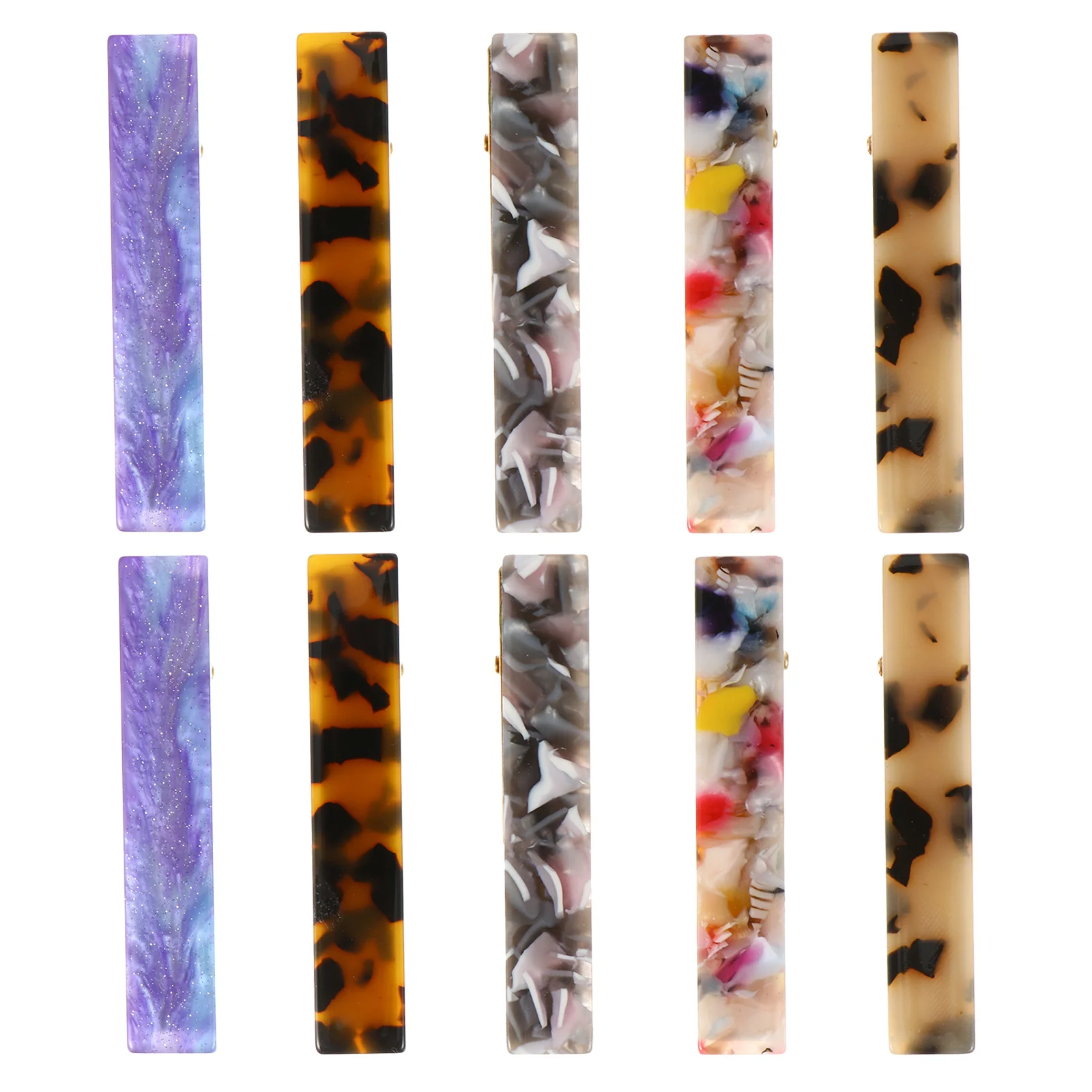 

10 Pcs Acetate Duckbill Clip Hair Barrette Barrettes Women Tortoise Womens Crocodile Skin Clamp