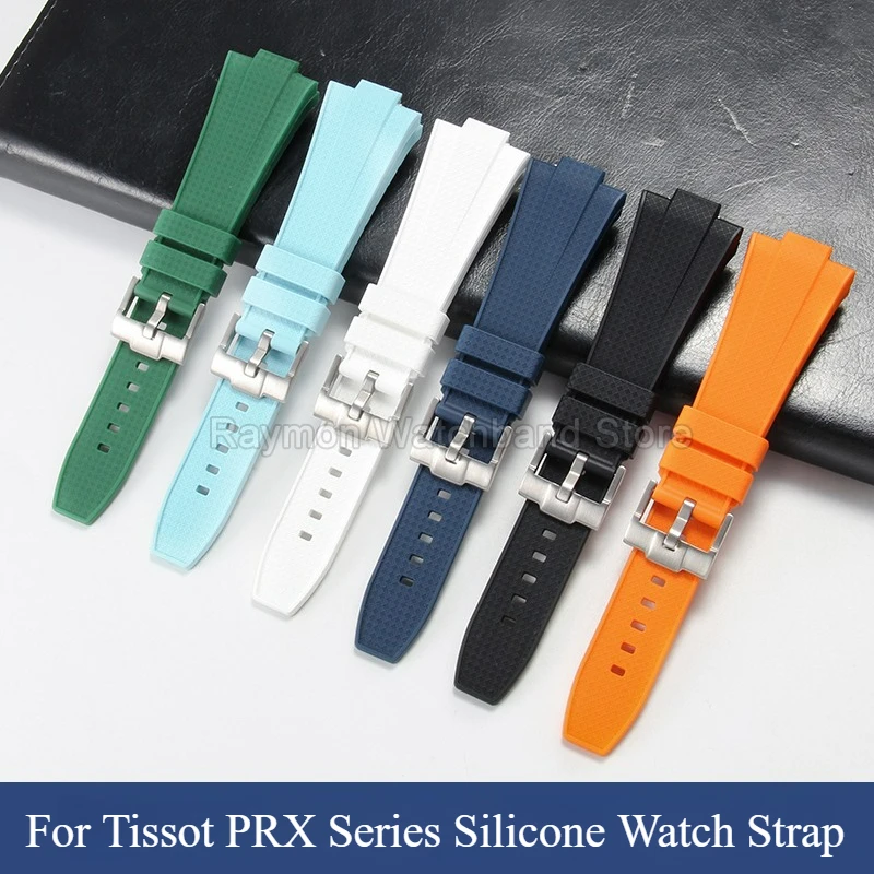 Фото Силиконовые аксессуары для часов Tissot PRX T137407A 410A, 12x26 мм, с пряжкой, гибкие, прочные, противоскользящие, устойчивые к старению, комфортные №1