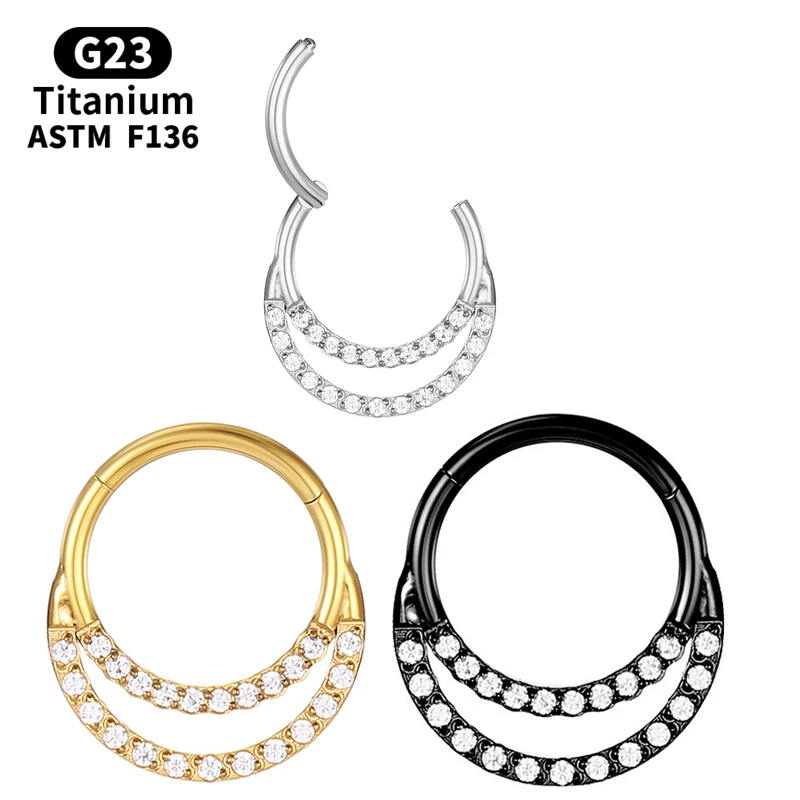 

Piercing Cartilage Industrial Septum Nose Ring Titanium Tragus Crystal Daith Helix Clicker Sexy G23 Zircon Labret Body Jewelry
