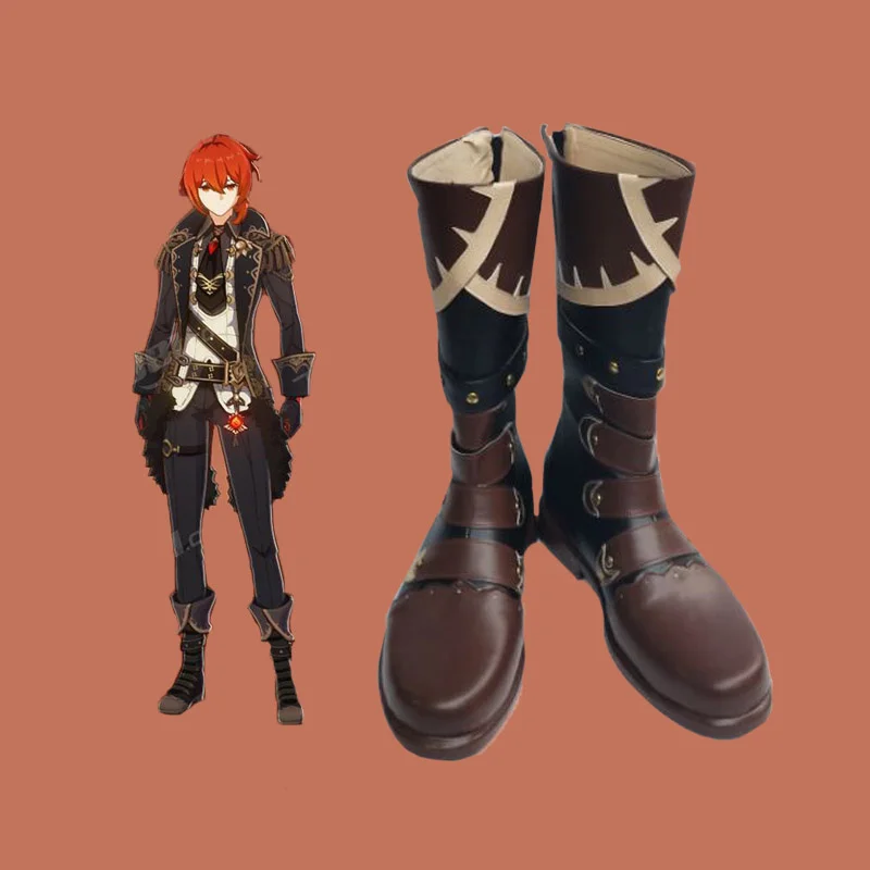 

Game Genshin Impact Diluc Ragnvindr Cos Shoes Pu Leather Comfortable Boots Highly Restored Cosplay Theme Anime