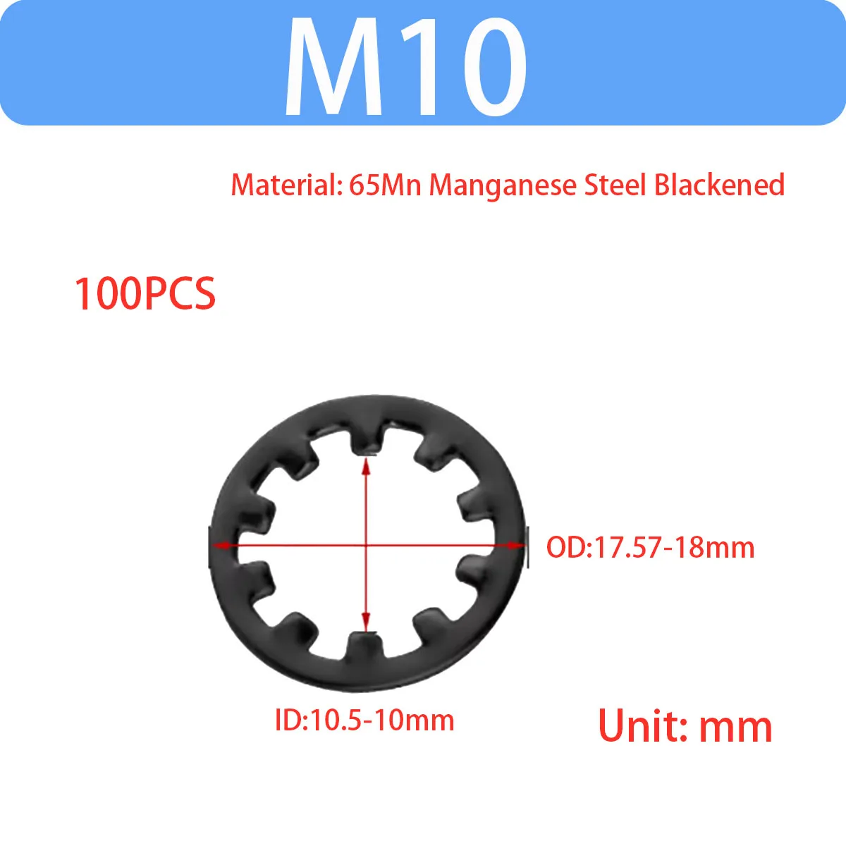 

Стопорные шайбы из стали 65Мн M3-M24
