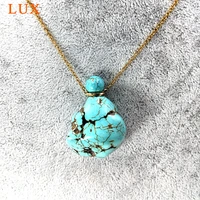 vintage turquoises perfume bottle pendant necklace nature raw stone essential oil bottle aroma diffuser organic health jewelry