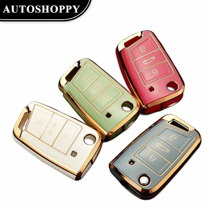 

Brand New TPU Car Key Case Cover Shell for VW Volkswagen Golf 7 MK7 Tiguan MK2 for Seat Ateca Leon FR Ibiza Skoda Octavia Kodiaq