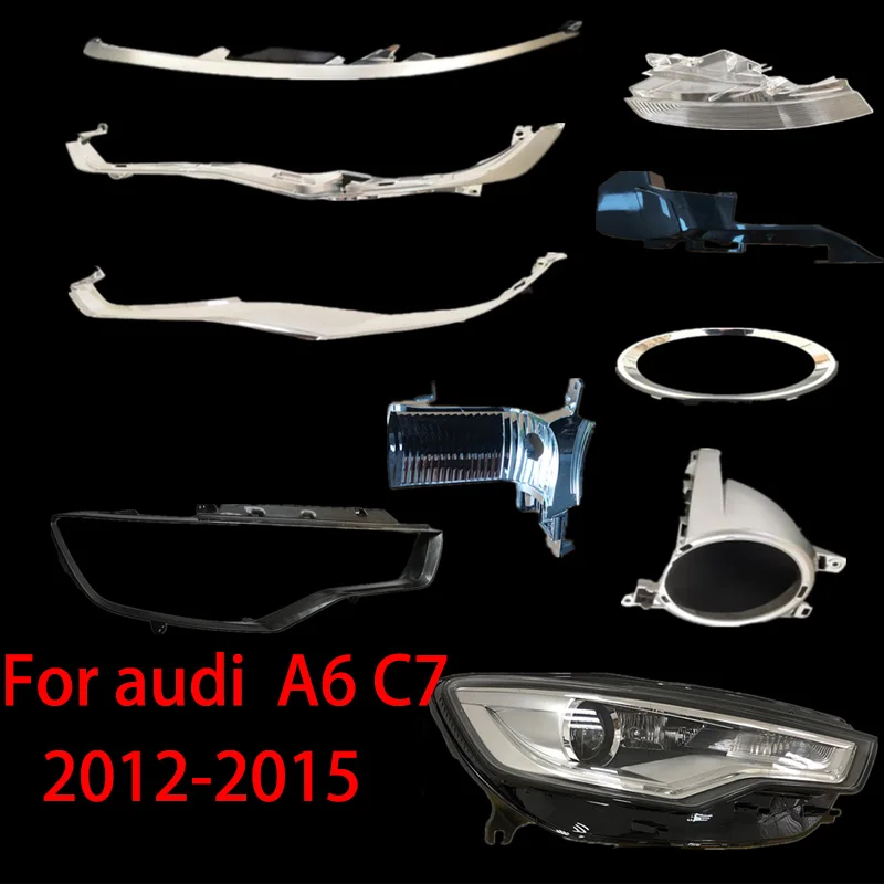 

For Audi A6L 2012-2015 Headlight Accessories Electroplating Frame Bright Strip Silver Bowl Mirror Ring Repair Kit