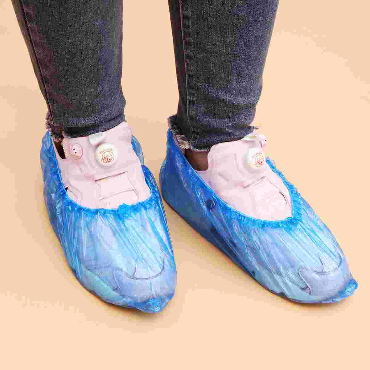 

100pcs Boot Shoe Covers Hygienic Shoe Covers Antislip Anti Saliva Shoes Cover for Home Workplace Visiting Construction Blue