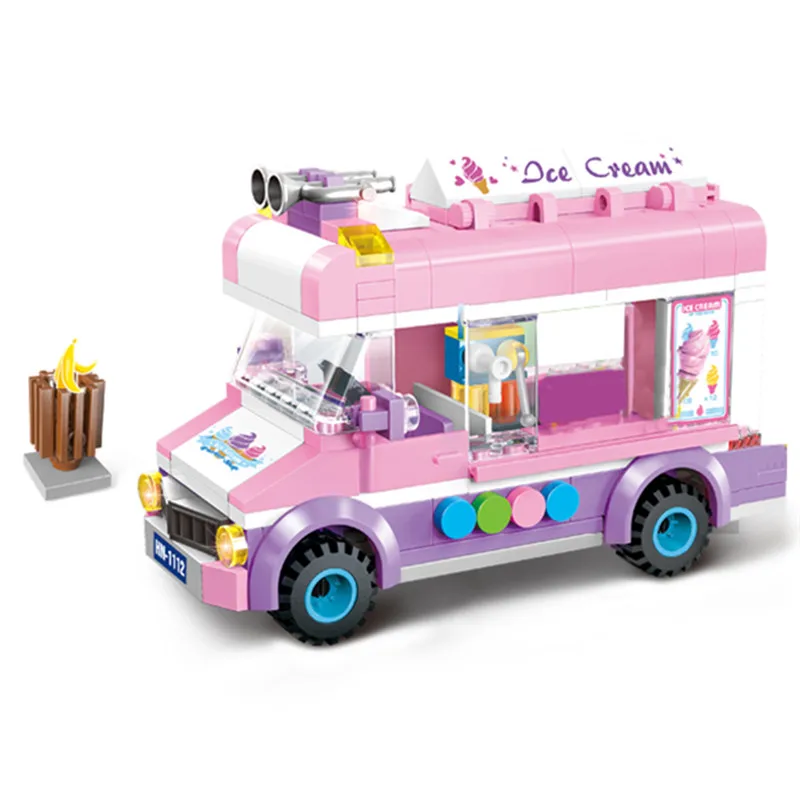 

213PCS Urban Mobile Ice Cream Van Enlighten Building Blocks Truck DIY Friends Bricks Figures Educational Toys for Children