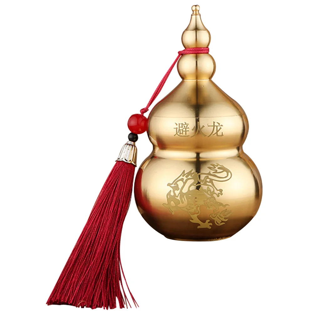 

Hu Lu Bottle Table Decorations Gourd Brass Adorn Vintage Wooden Chinese Cucurbit Model Office
