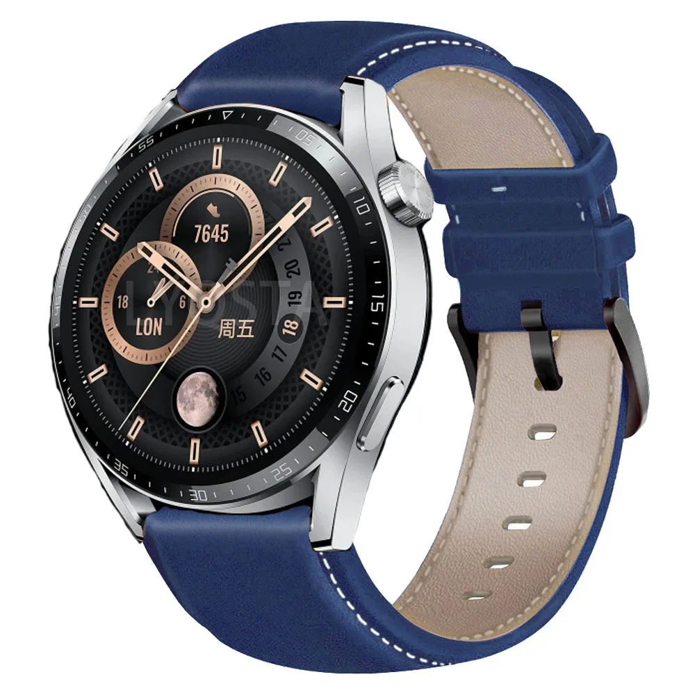 22mmGenuine Leather Smart Watch Strap For Huawei Watch GT3 Pro 46mm/GT 2 Pro/GT2 46mm Wristband Bracelet Replacement Accessories