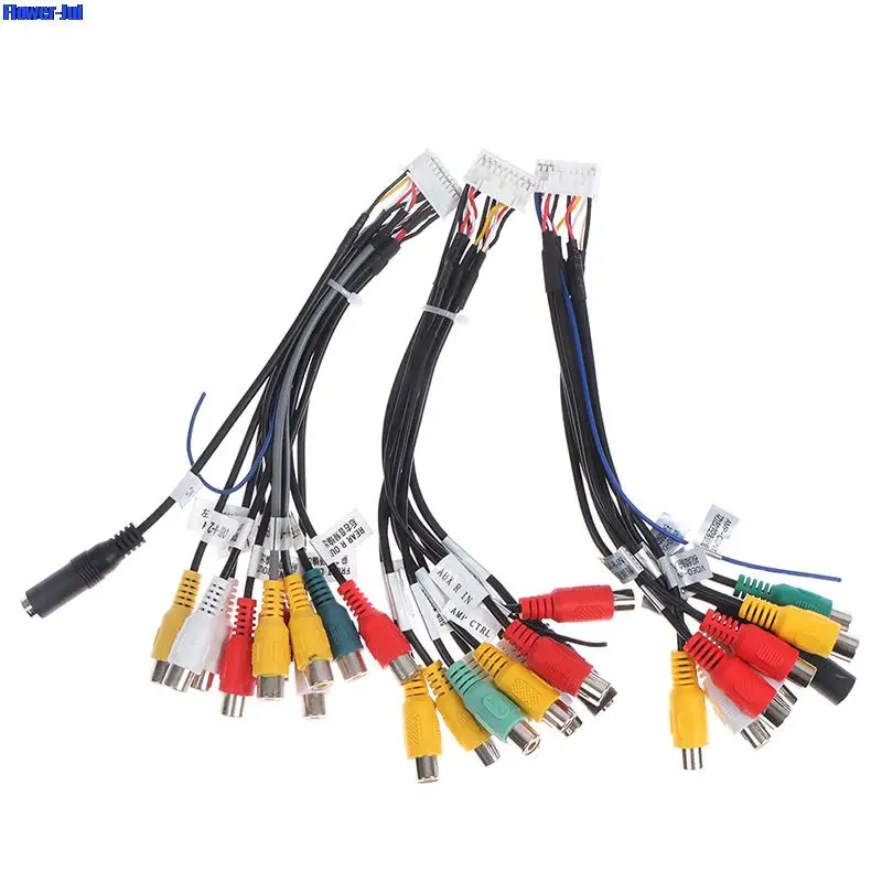 

1X20 Pin Plug Universal Car Stereo Radio RCA Output Wire Wiring Adaptor Cable With Microphone Video Output/input Audio Subwoofer